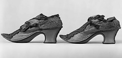 Shoes, Silk, metallic, probably British